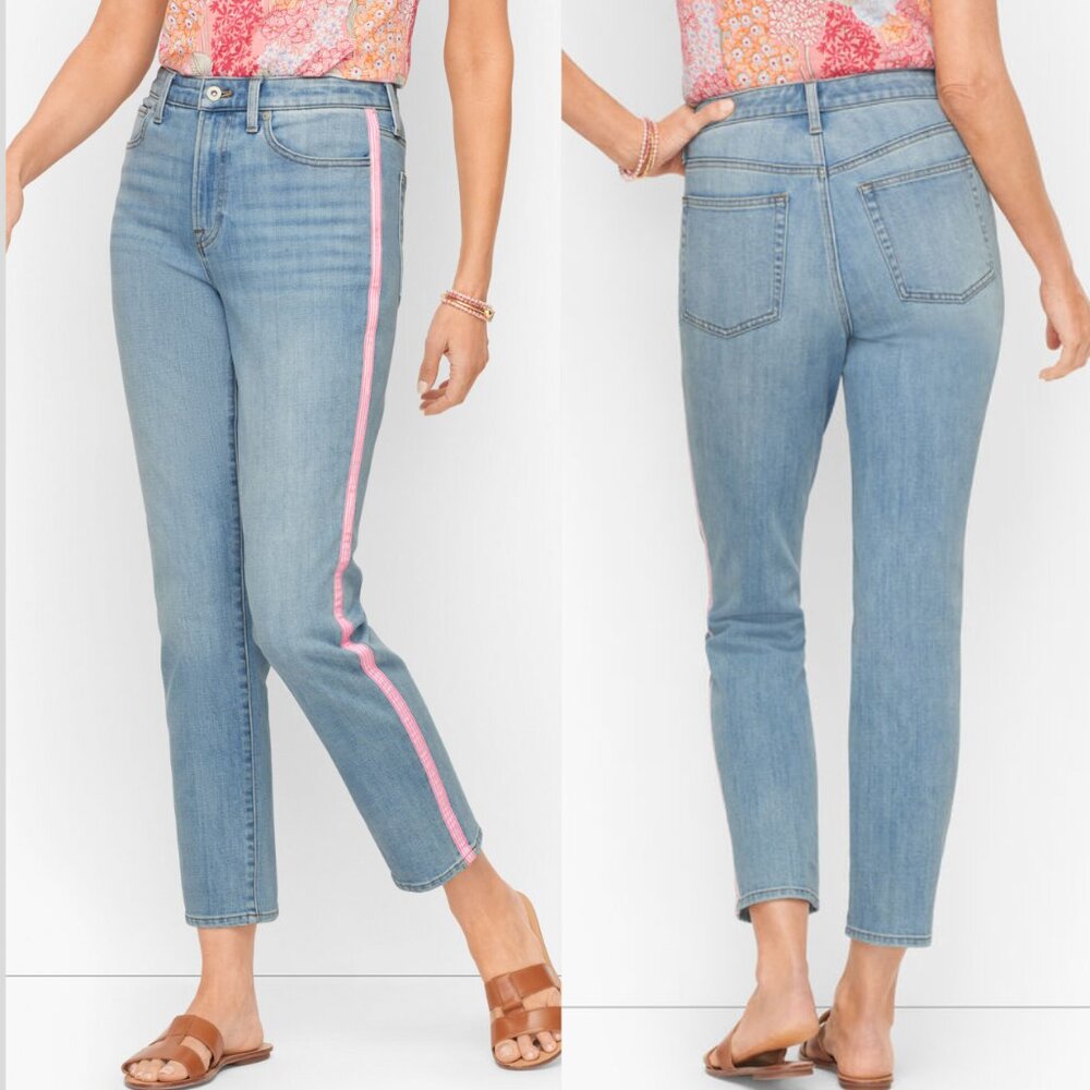 TALBOTS Modern Ankle Jeans Embellished Amalfi Wash Size 16P